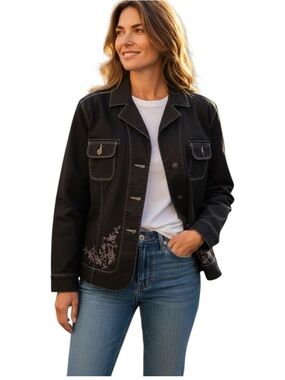 VTG. Normcore City blues by KORET Washed Black Denim style Jacket. SZ. 16